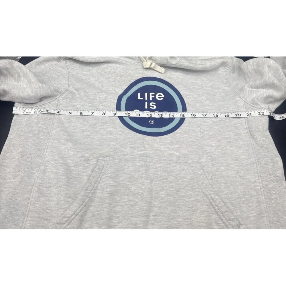 LIFE IS GOOD Women’s Gray Spread Good Vibes Hooded Sweatshirt Sz L Hoodie - Picture 8 of 9